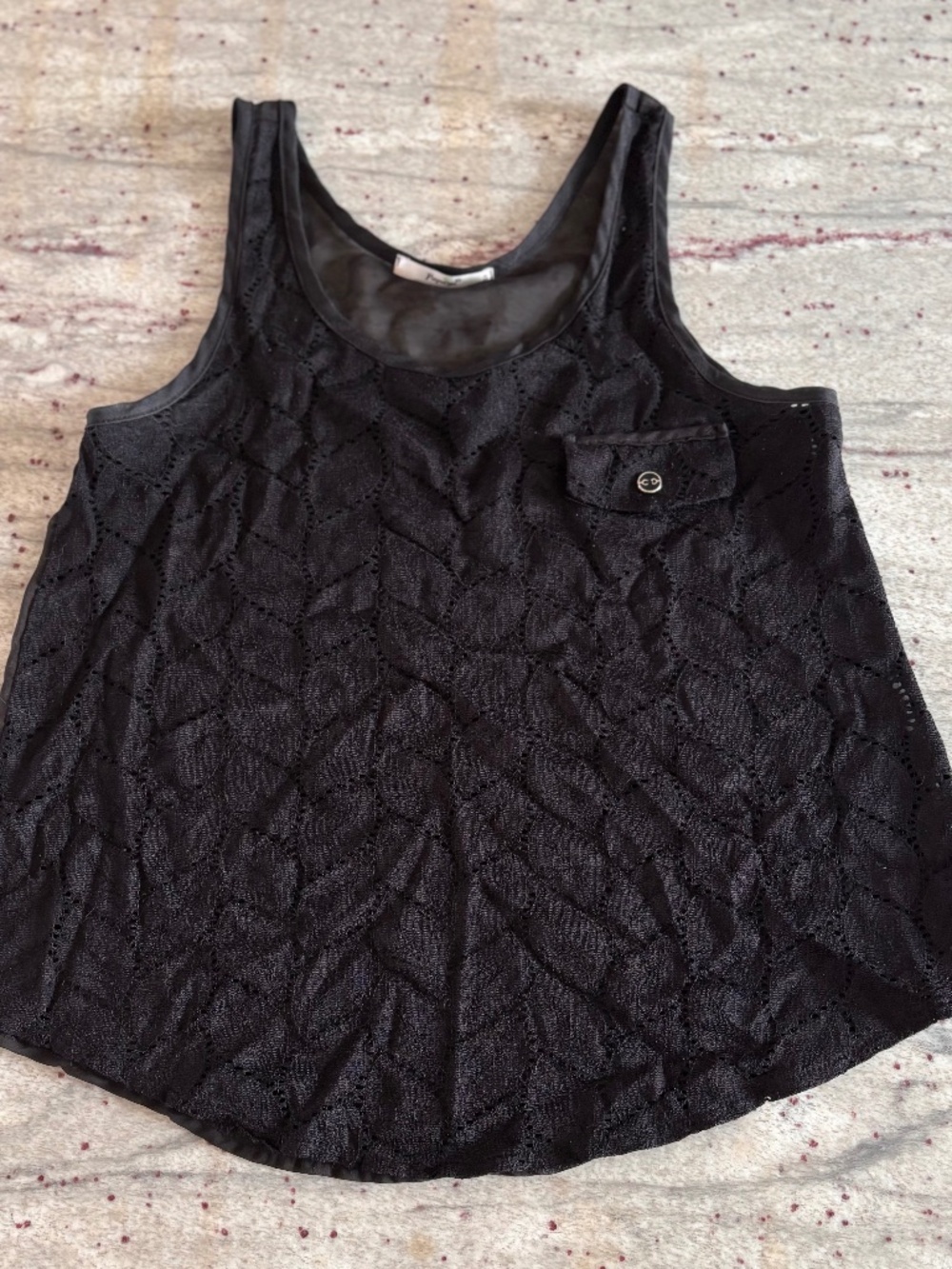 PAPAYA Women's Summer Sleeveless Scoop Neck Sheer Black Tank Top Size M